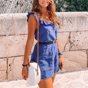 ZARA blue summer romper linen S